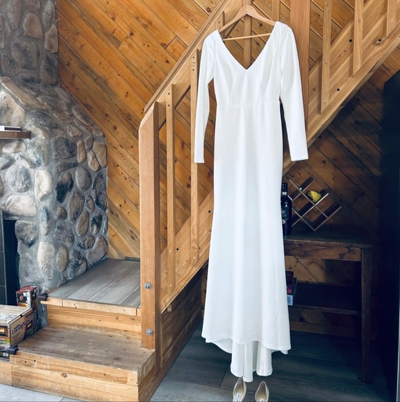 Lulu's Feeling of Forever White Long Sleeve Mermaid Maxi Dress - Picture 3 of 7